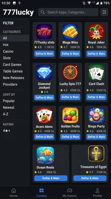 Tampilan katalog aplikasi 777lucky