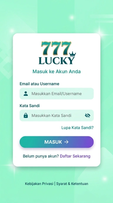 Tampilan halaman login 777lucky