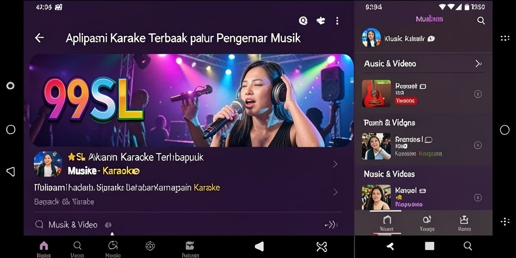 Tampilan antarmuka 99SL dengan fitur karaoke yang menarik.