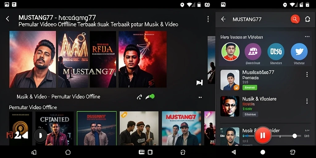 Tampilan antarmuka MUSTANG77 yang bersih dan fungsional untuk Pemutar Video Offline.