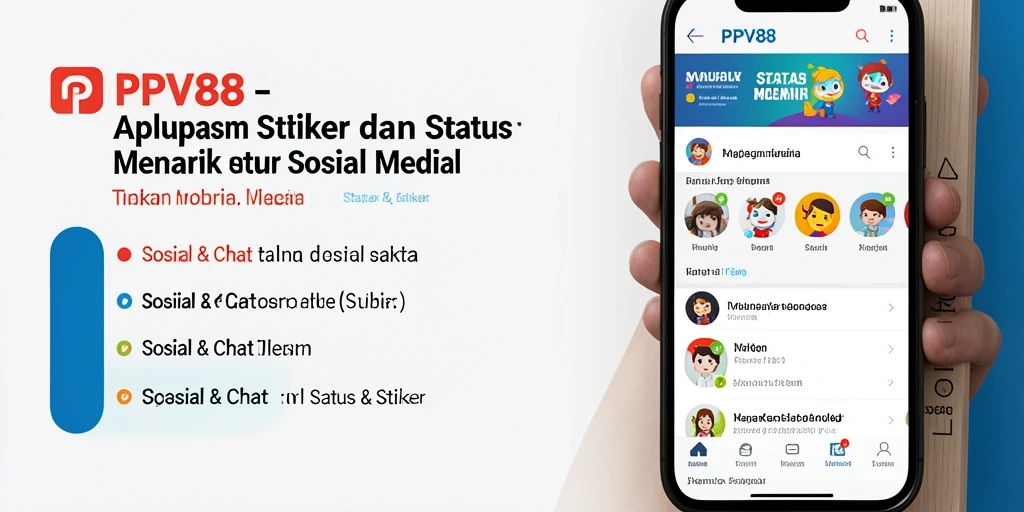 Tampilan antarmuka aplikasi PPV88 dengan berbagai stiker.