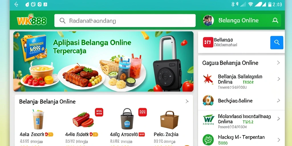 Antarmuka aplikasi WK888 untuk Belanja Online yang nyaman.